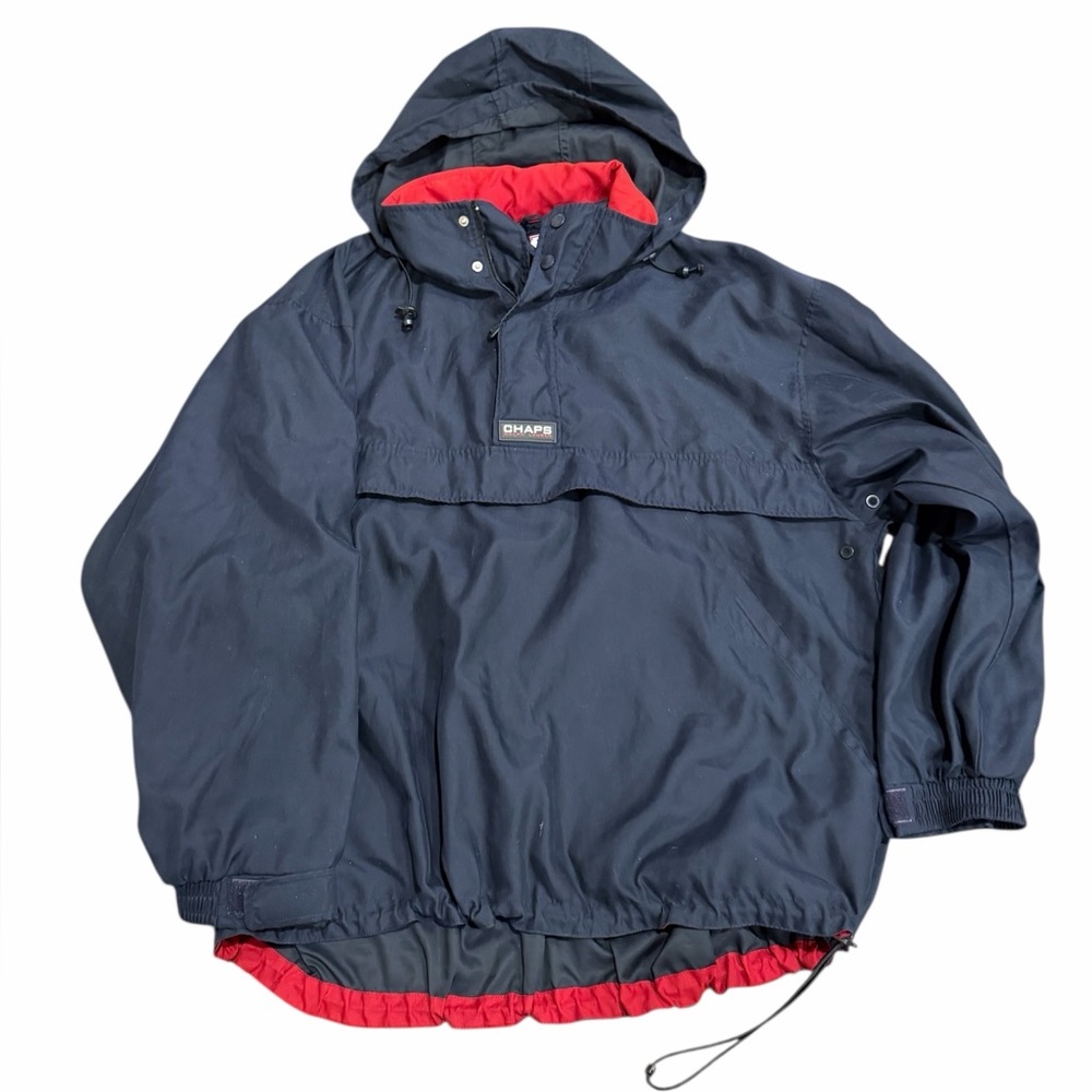 Chaps Ralph Lauren Hooded Anorak Jacket Men’s L Navy Red‎ Vintage Pullover